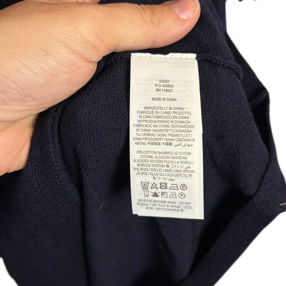 Boden Abercorn Navy Blue Collar Knit Sweater Dress Ruffle Cuffs NWT Wool Blend12 - Picture 12 of 13